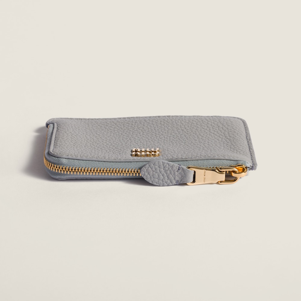 Miu Miu Leather pouch card holder Pearl Gray