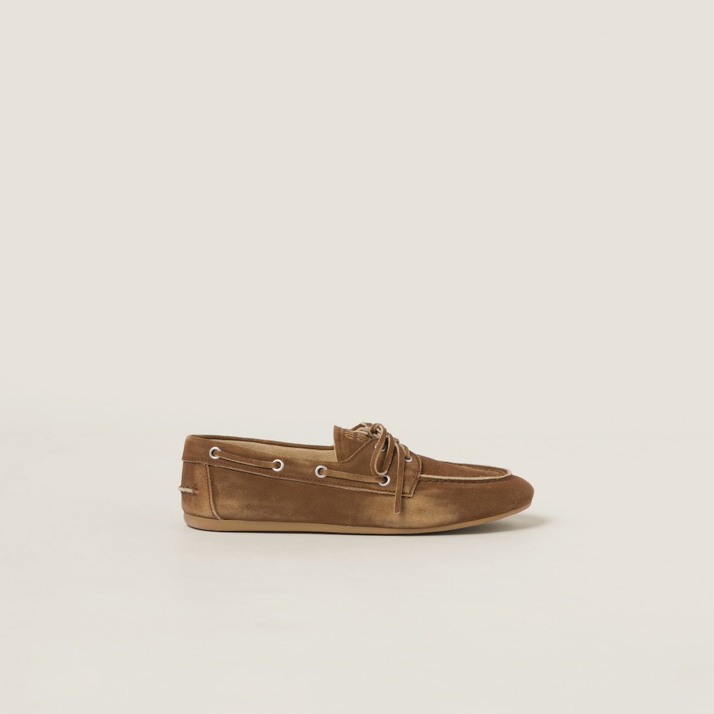 Miu Miu Faded unlined suede loafers Cinnamon
