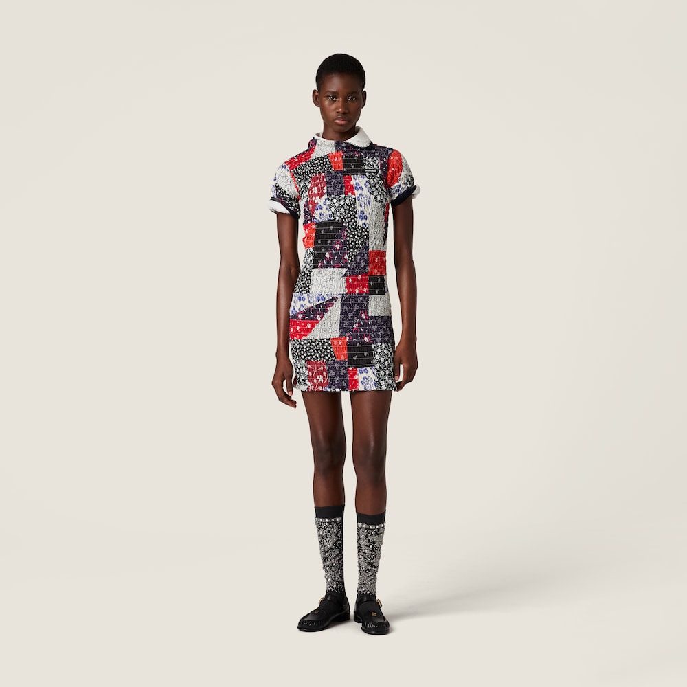 Miu Miu Patchwork poplin mini-dress Multicolored