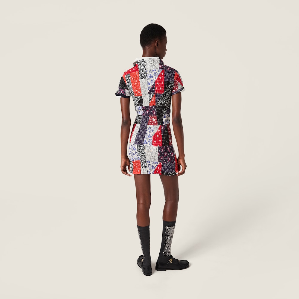 Miu Miu Patchwork poplin mini-dress Multicolored