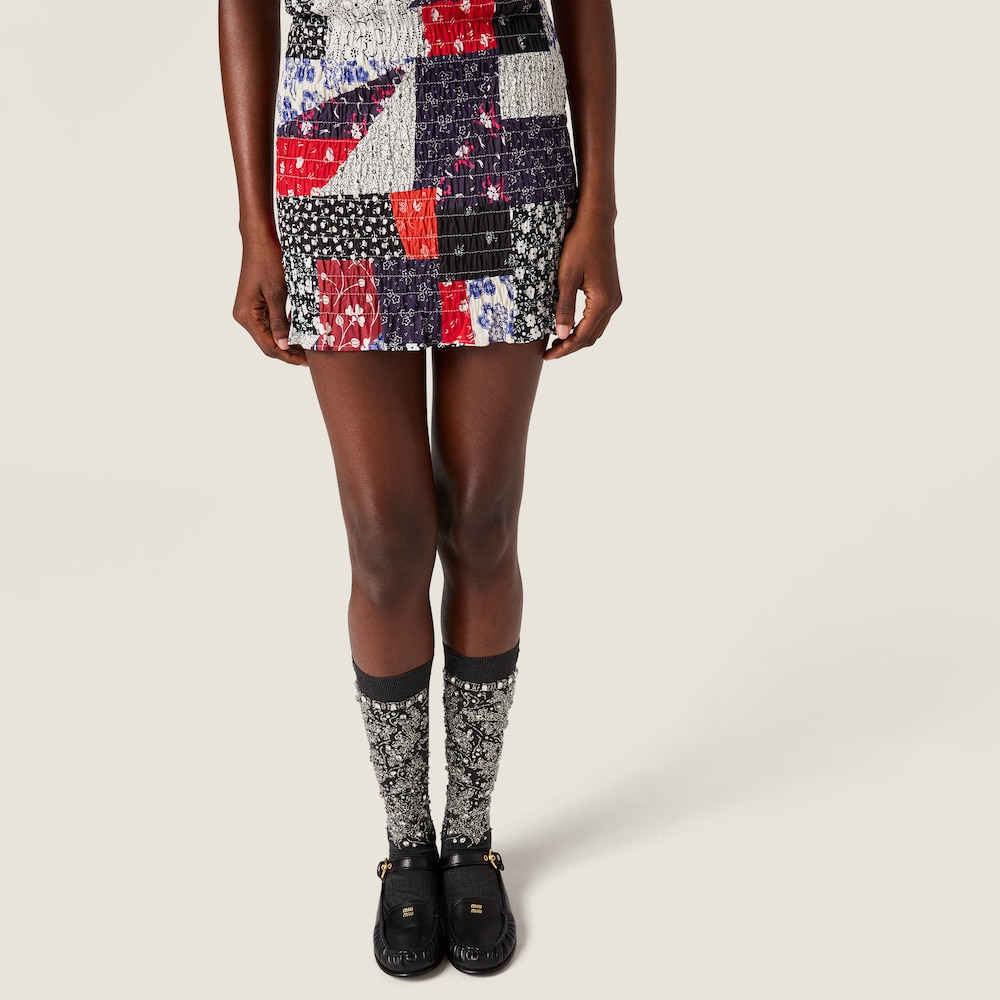 Miu Miu Patchwork poplin mini-dress Multicolored