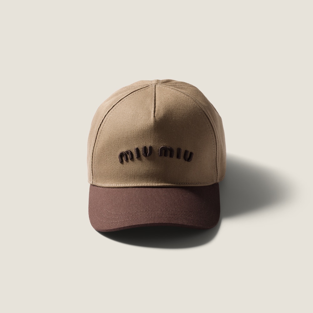 Miu Miu Drill baseball cap - Dove/Dark Brown