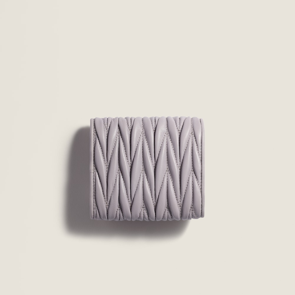 Miu Miu Small matelassé nappa leather wallet Wisteria
