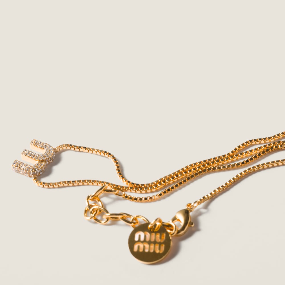 Miu Miu Metal necklace with crystals Gold / Crystal
