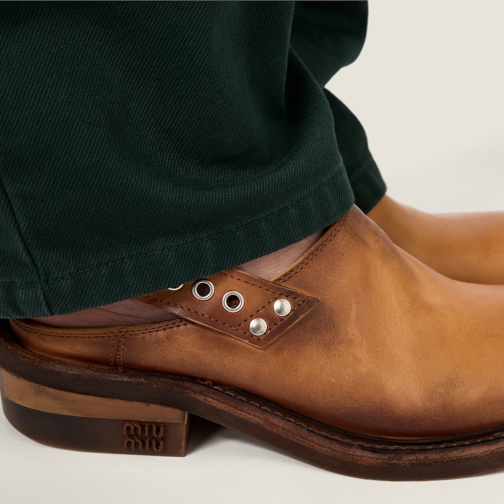 Miu Miu Leather mules with buckle Light Tan