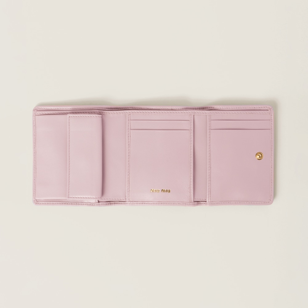 Miu Miu Small matelassé nappa leather wallet Alabaster Pink