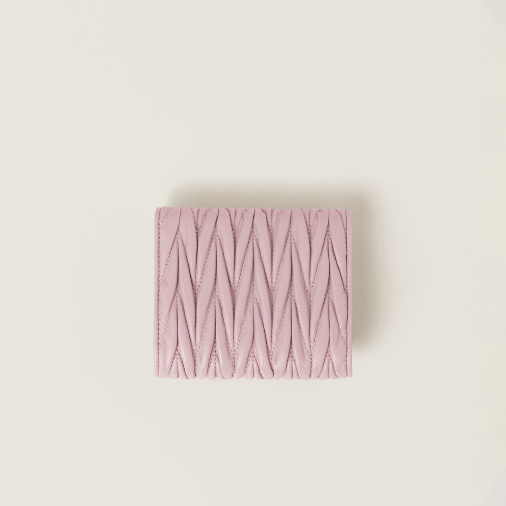 Miu Miu Small matelassé nappa leather wallet Alabaster Pink