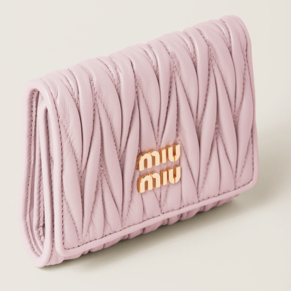 Miu Miu Small matelassé nappa leather wallet Alabaster Pink