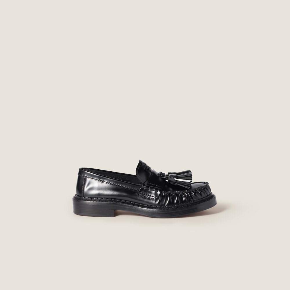 Miu Miu Tassel loafers in polished leather Black