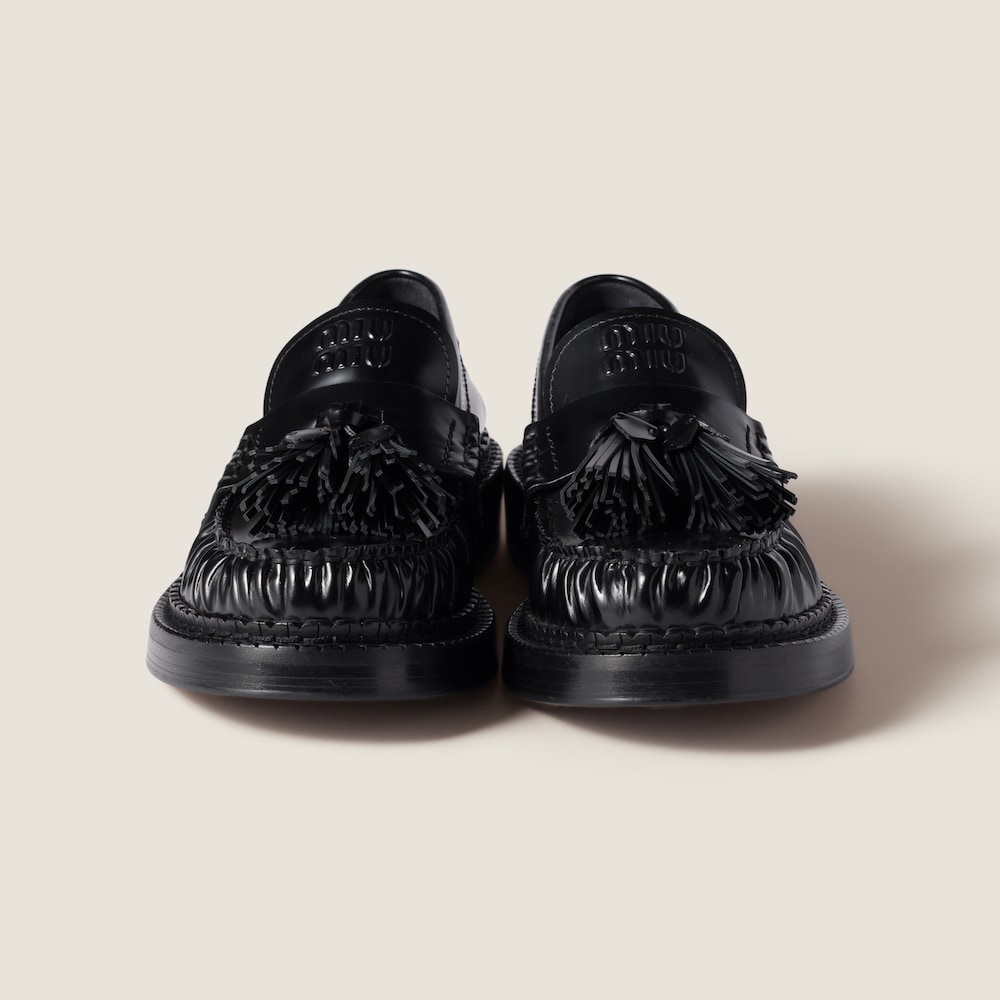 Miu Miu Tassel loafers in polished leather Black
