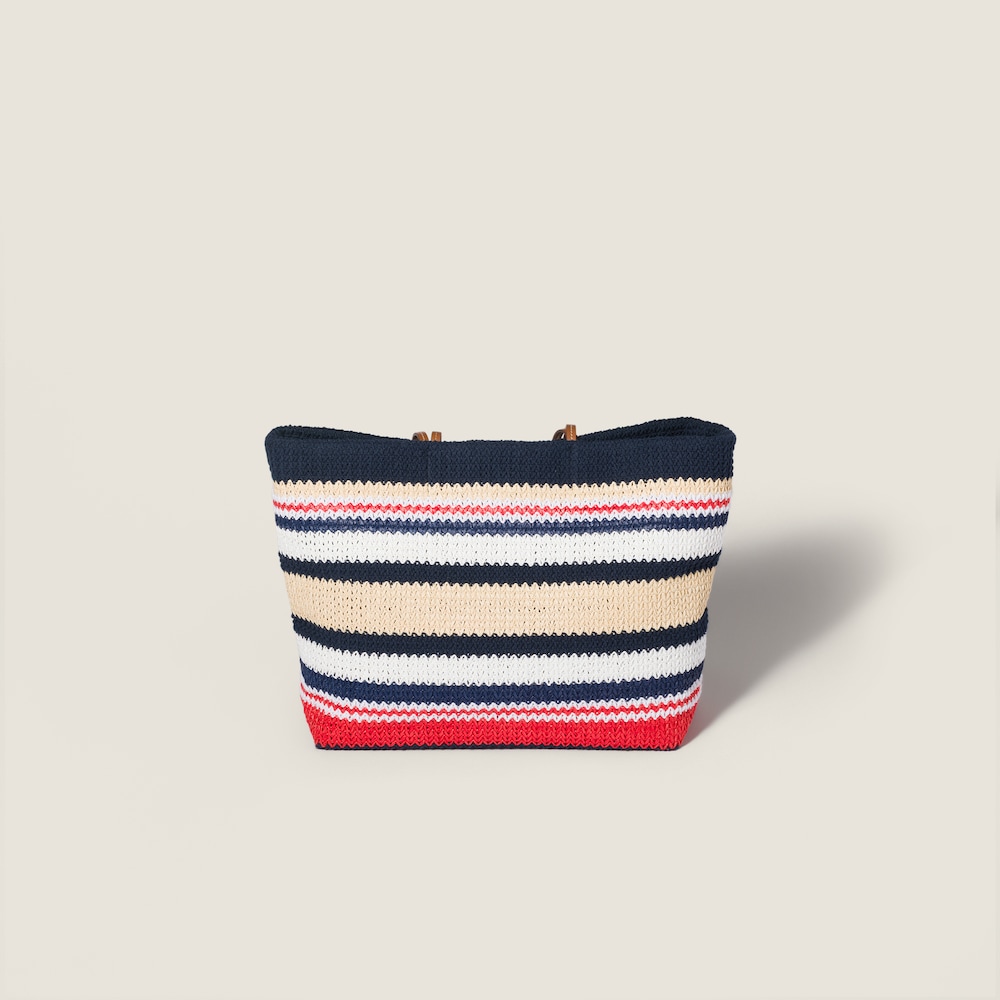Miu Miu Raffia-effect woven tote bag Blue / Red / Natural
