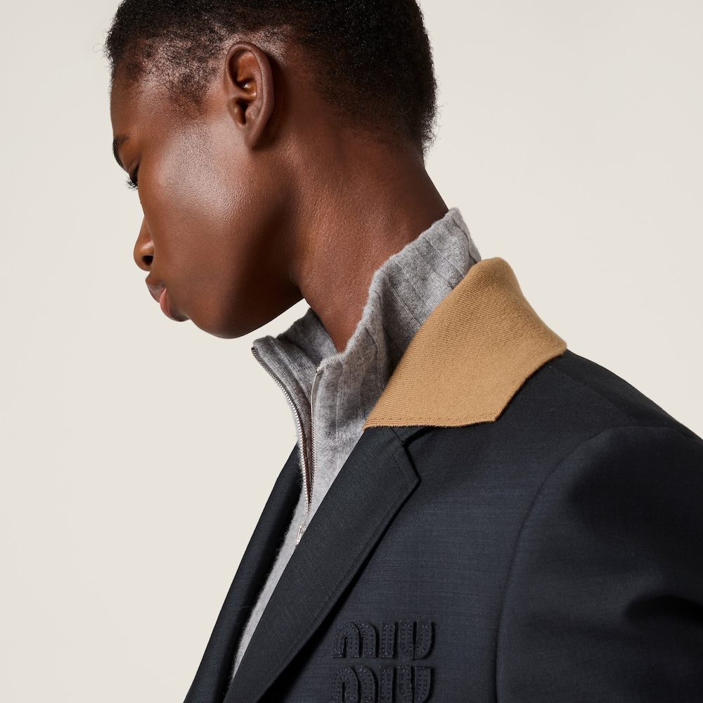 Miu Miu Cropped wool and cashmere cardigan Grey