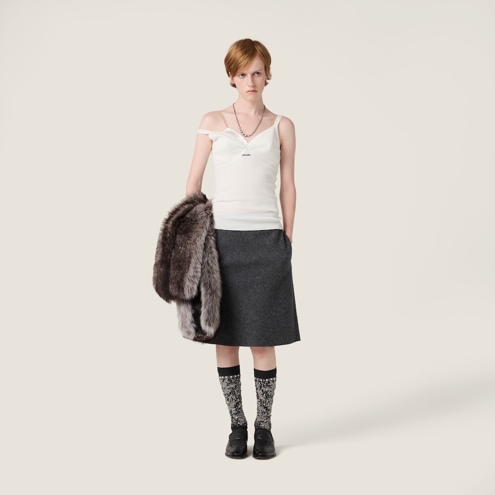 Miu Miu Shetland wool skirt Slate Gray