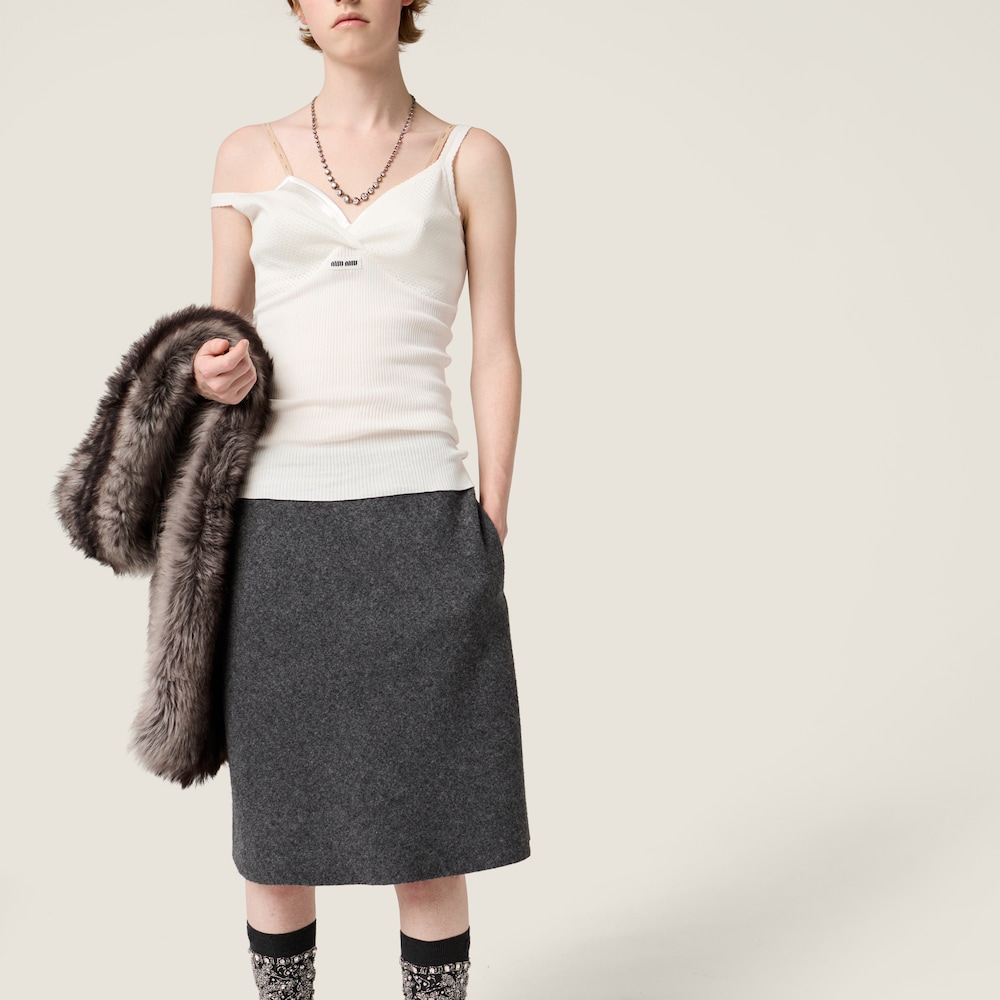 Miu Miu Shetland wool skirt Slate Gray