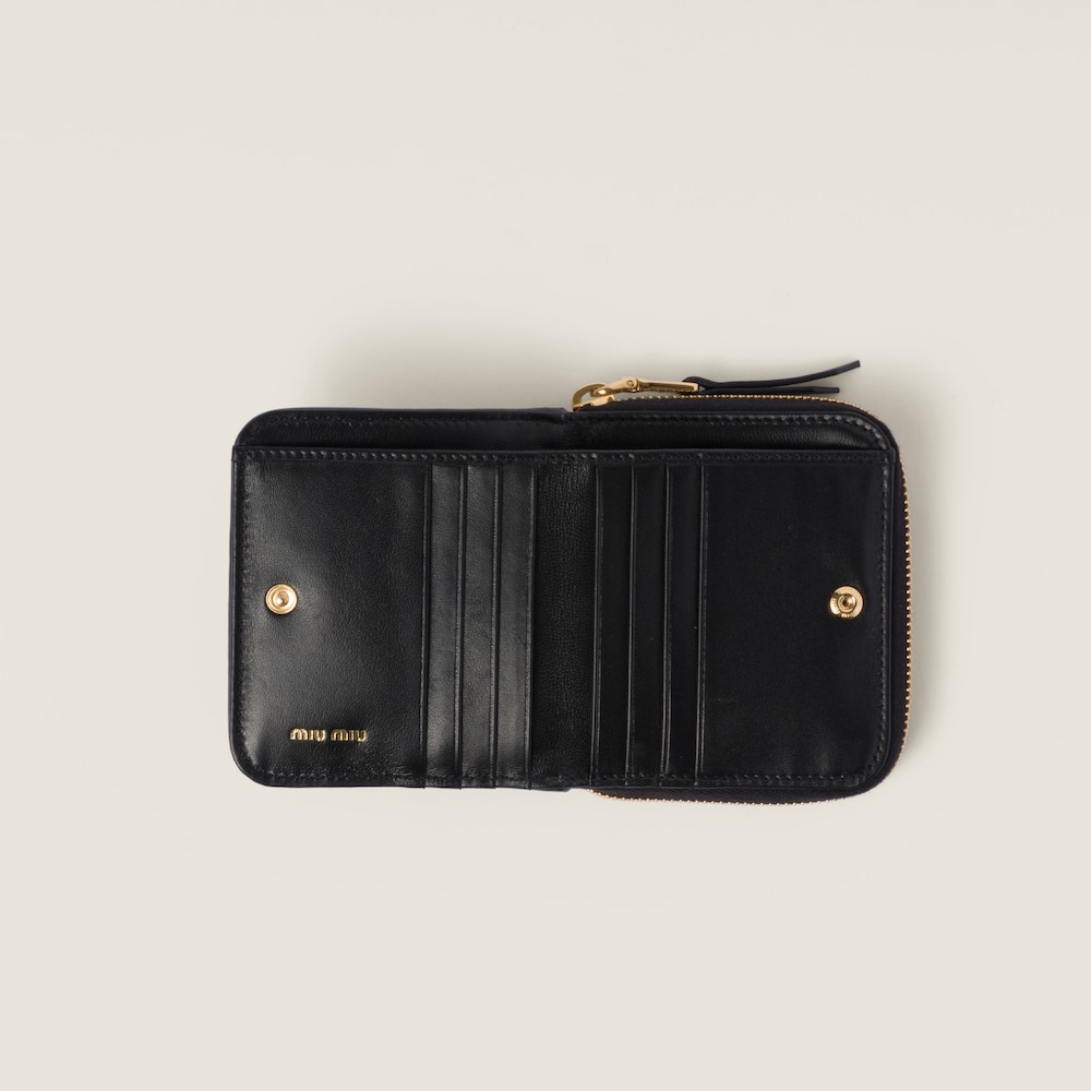 Miu Miu Small matelassé nappa leather wallet Black