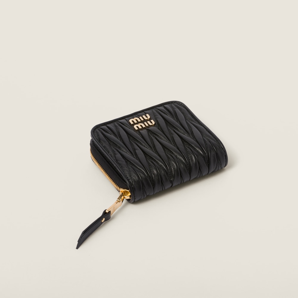 Miu Miu Small matelassé nappa leather wallet Black