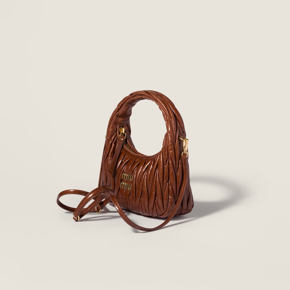 Miu Miu Wander matelassé nappa leather hobo bag Palisander