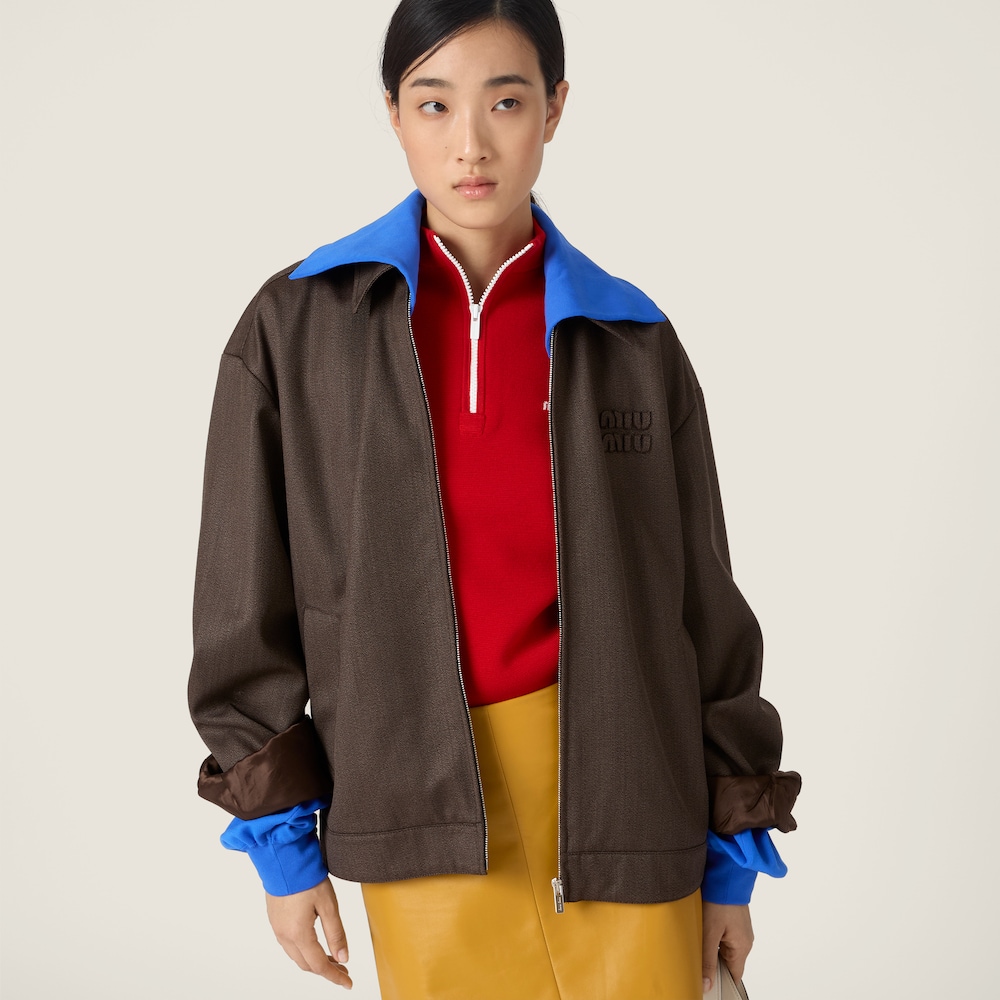 Miu Miu Cover fabric blouson jacket Cocoa Brown