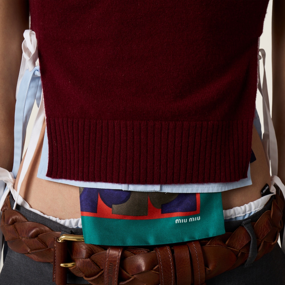 Miu Miu Cashmere knit vest Amaranth Red / Maize Yellow