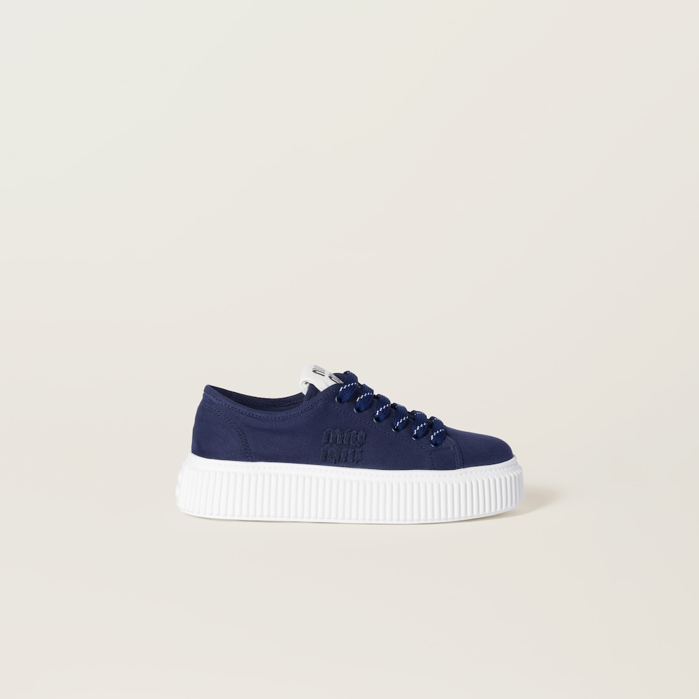 Miu Miu Denim sneakers with logo Royal Blue