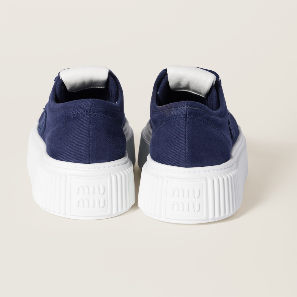 Miu Miu Denim sneakers with logo Royal Blue
