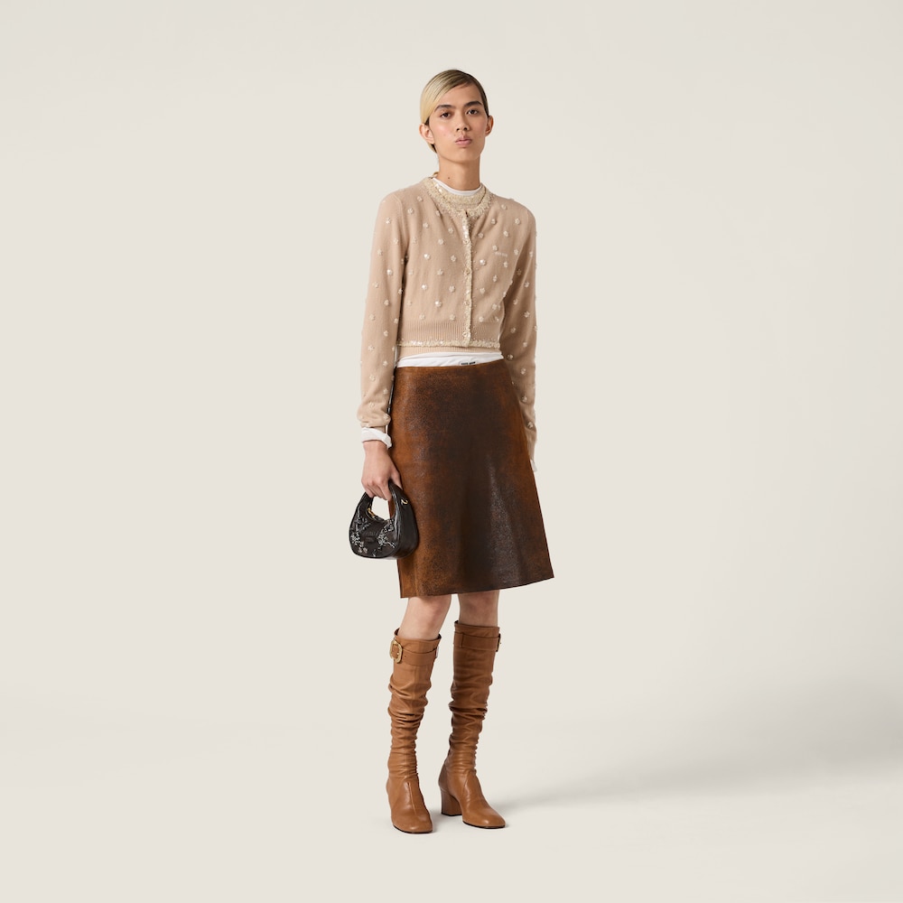 Miu Miu Embroidered cashmere cardigan Albino White