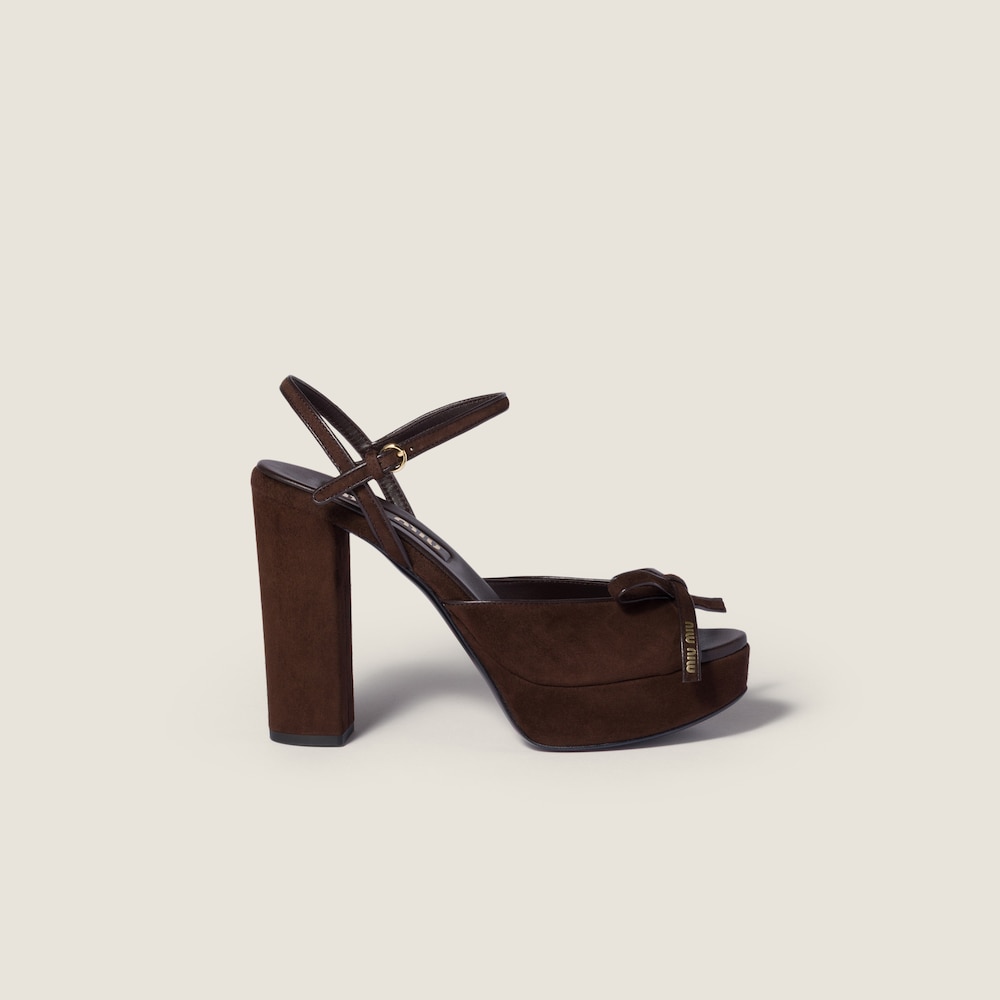 Miu Miu Suede platform sandals Dark Brown