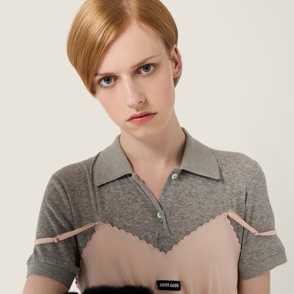 Miu Miu Marocain crepe dress Peach / Gray