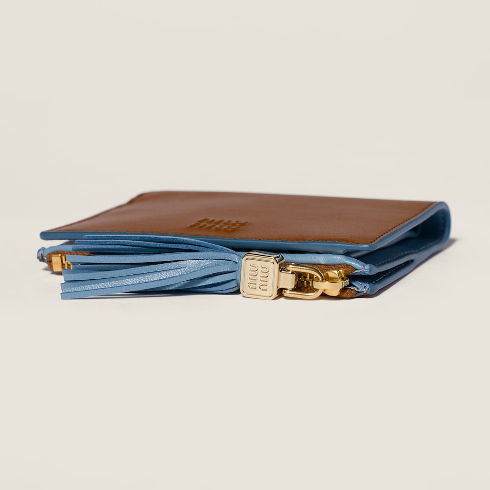 Miu Miu Small leather wallet Cognac / Astral Blue