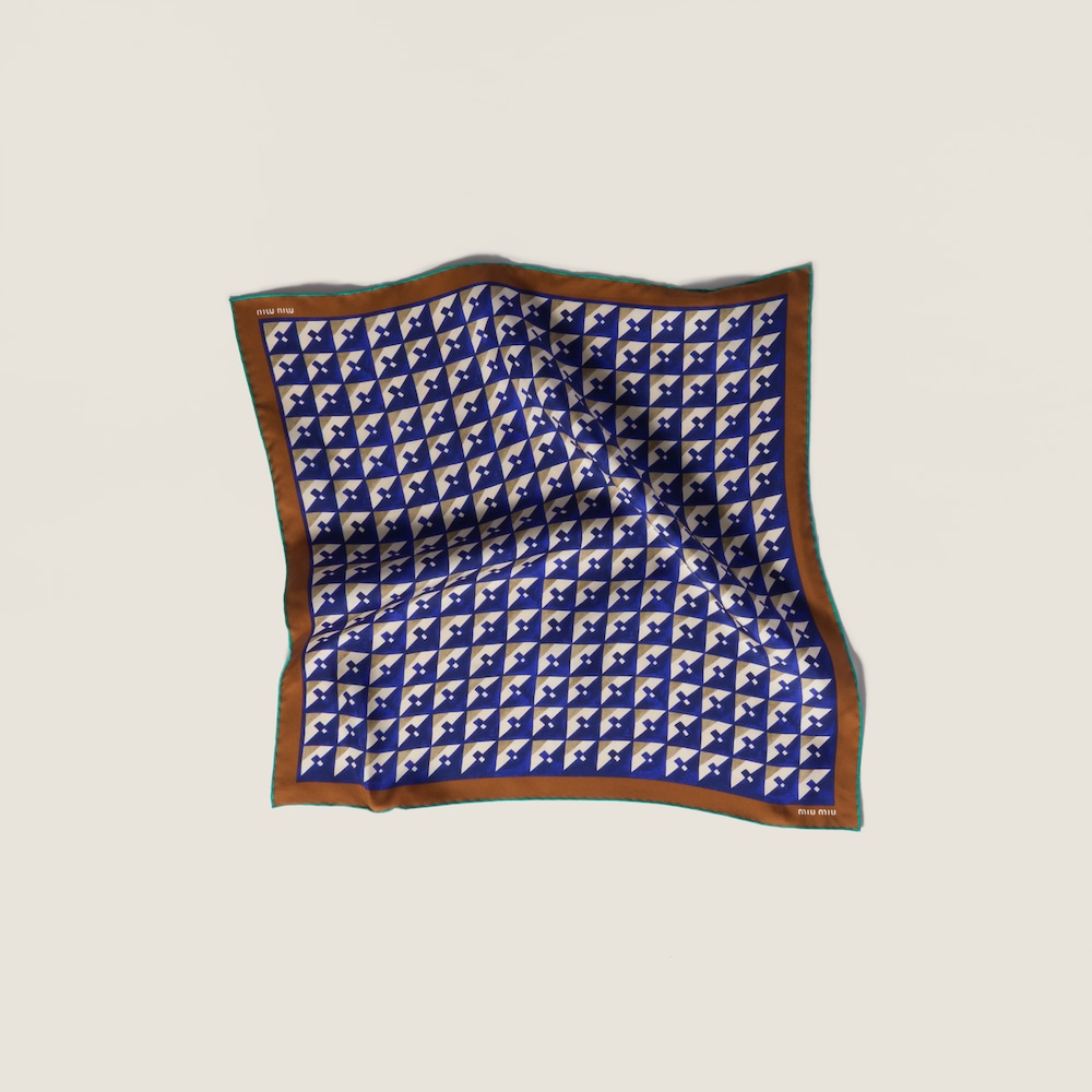 Miu Miu Printed silk scarf - Tobacco/Ink