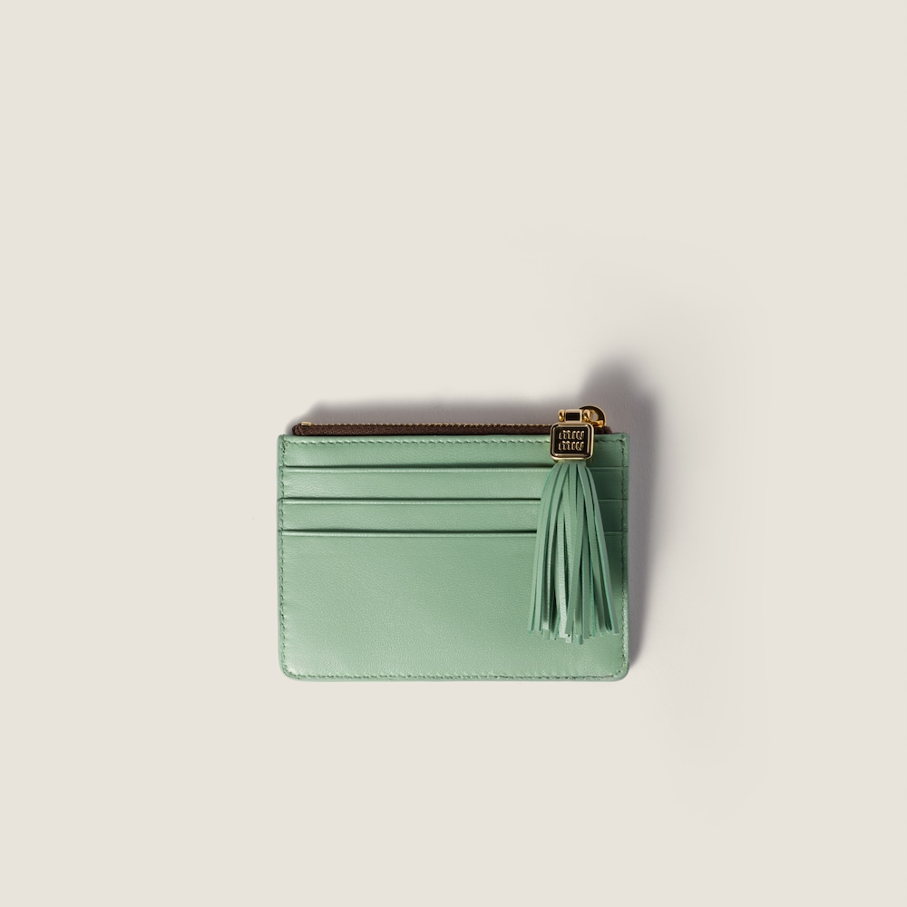 Miu Miu Leather card holder Burnt / Aquamarine