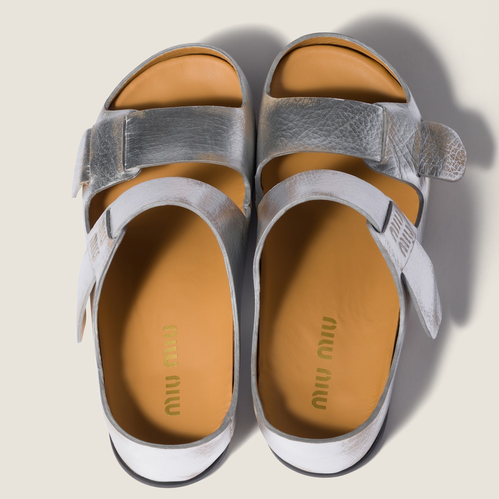 Miu Miu Bleached leather sandals Silver