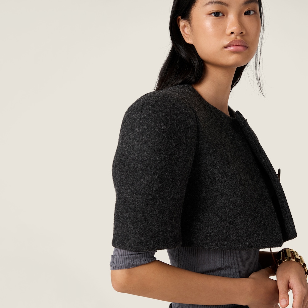 Miu Miu Light Shetland wool bolero jacket Anthracite Gray