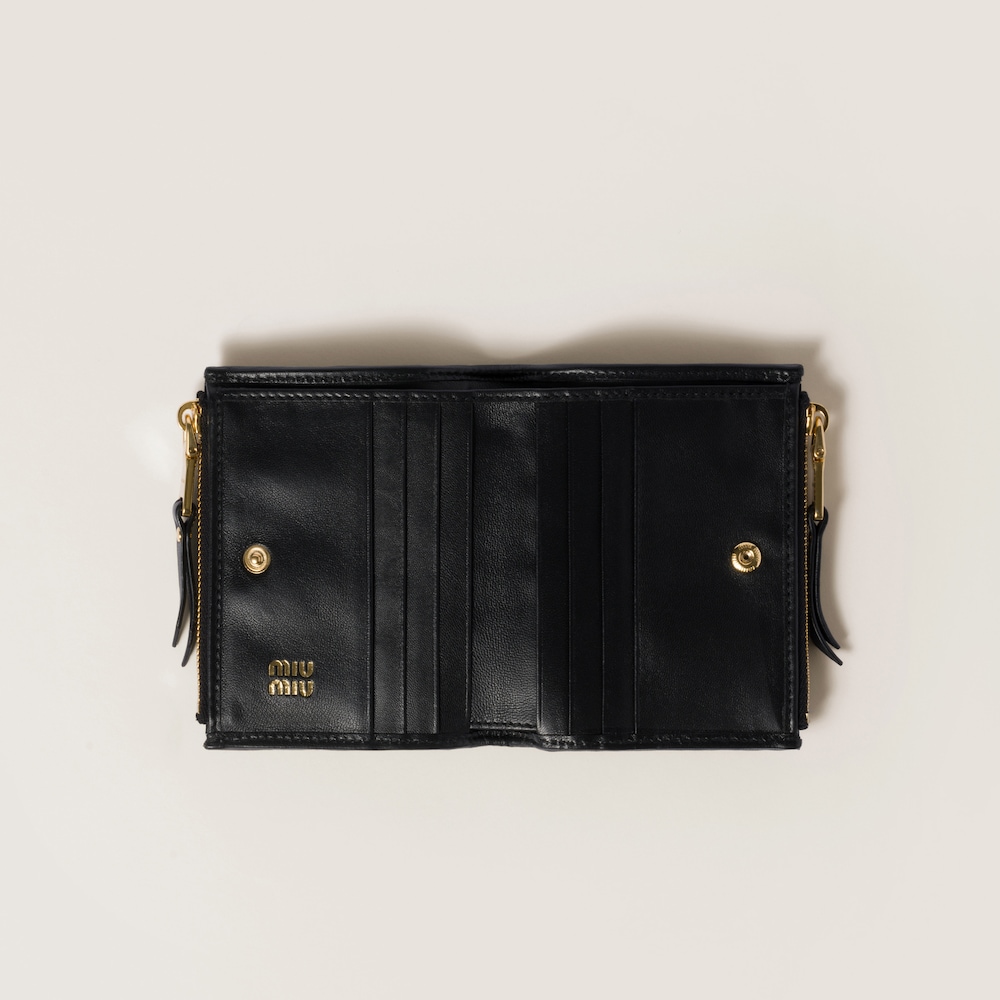 Miu Miu Small wallet in matelassé nappa leather Black