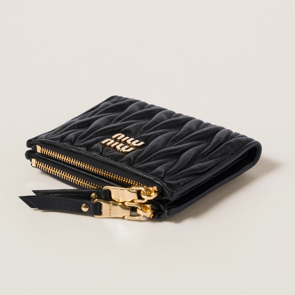 Miu Miu Small wallet in matelassé nappa leather Black