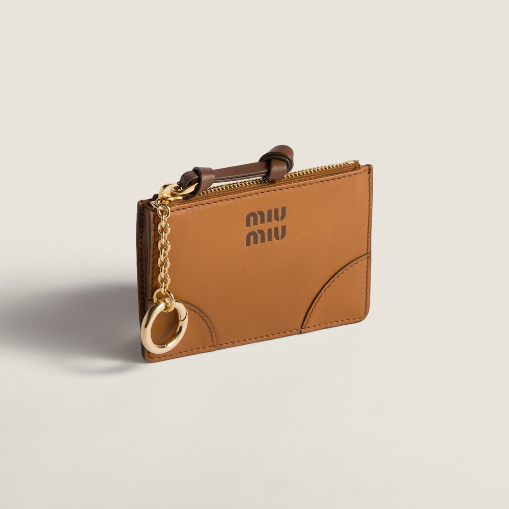 Miu Miu Leather card holder Cognac / Palisander