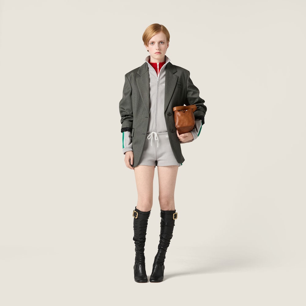 Miu Miu Technical yarn zipper sweatshirt Grey / Green