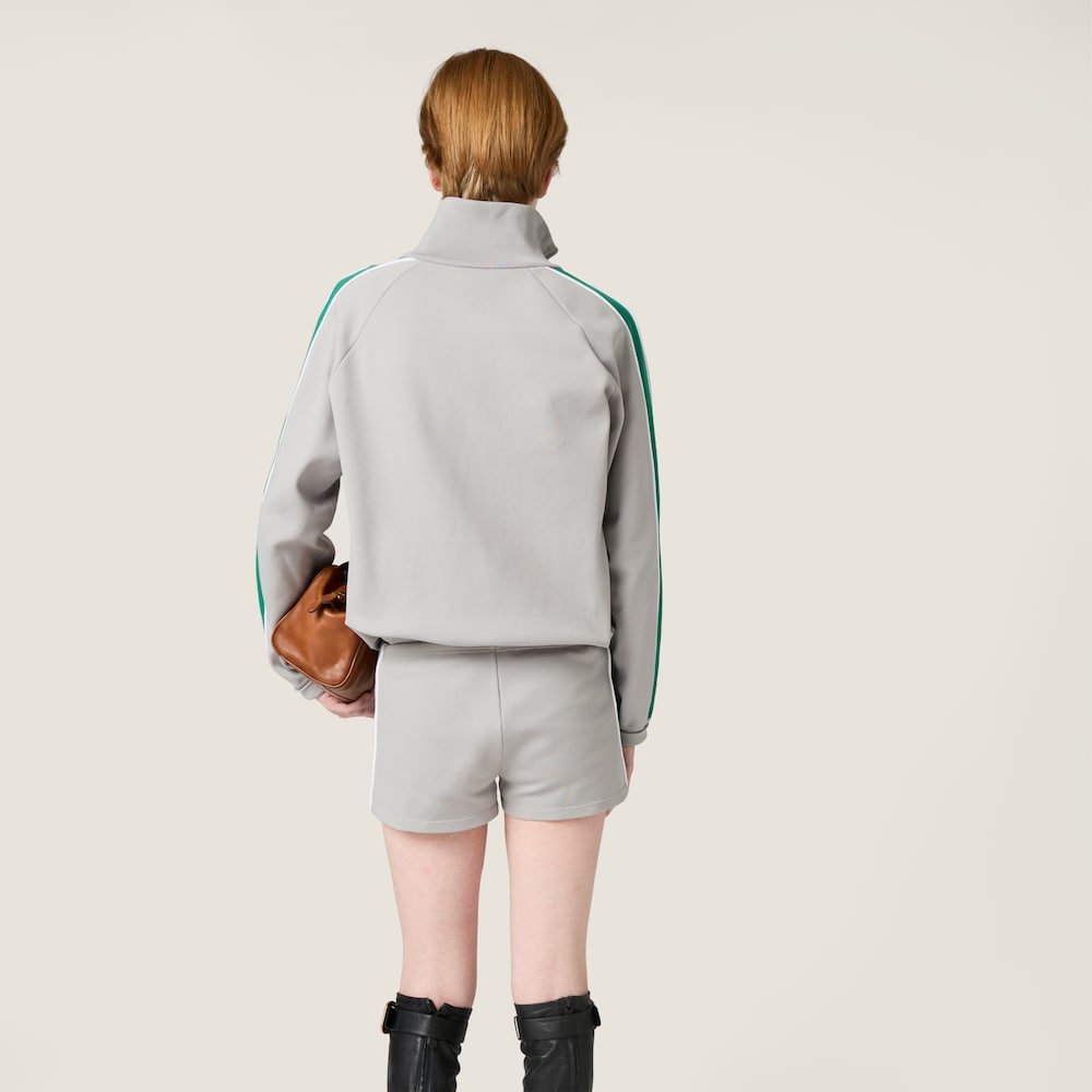 Miu Miu Technical yarn zipper sweatshirt Grey / Green