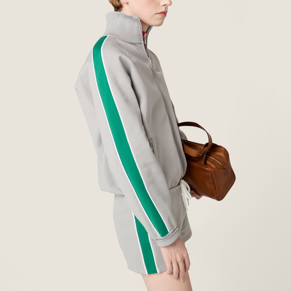 Miu Miu Technical yarn zipper sweatshirt Grey / Green