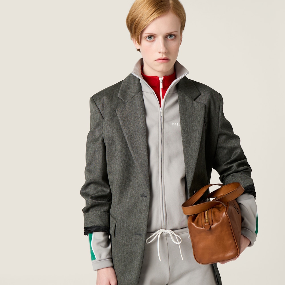 Miu Miu Technical yarn zipper sweatshirt Grey / Green