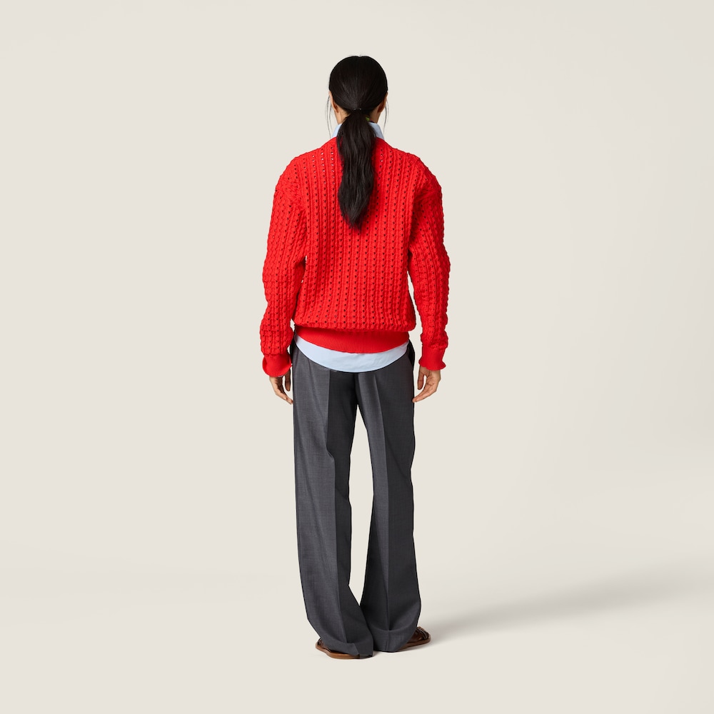Miu Miu Technical yarn V-neck sweater Red