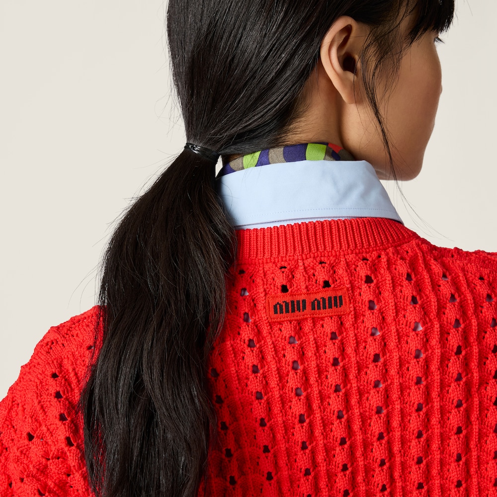 Miu Miu Technical yarn V-neck sweater Red
