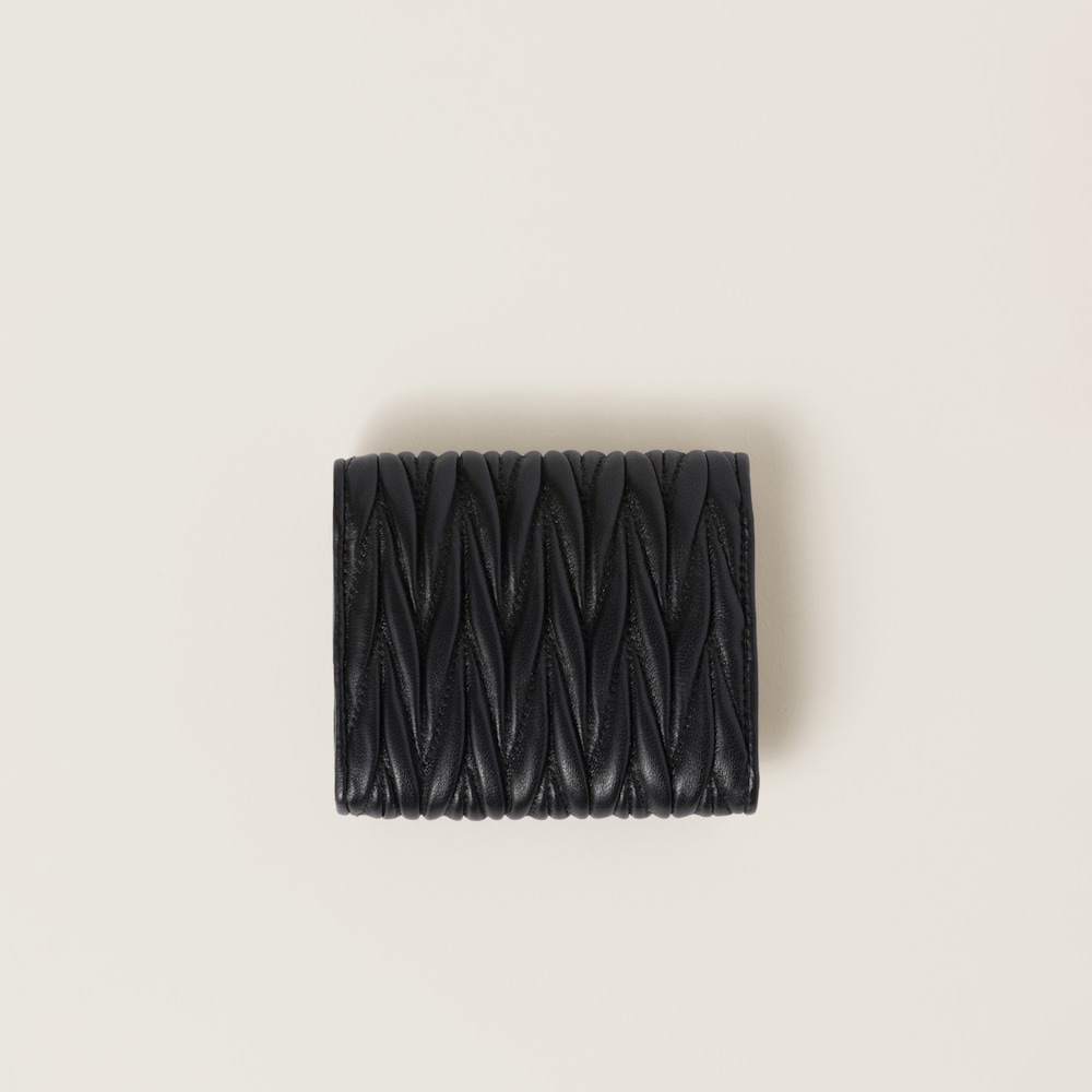 Miu Miu Small matelassé nappa leather wallet Black