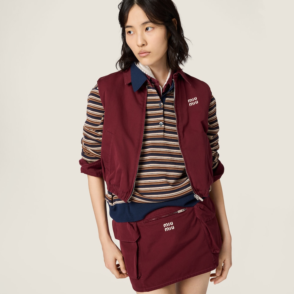 Miu Miu Washed poplin vest Amaranth Red / Maize Yellow