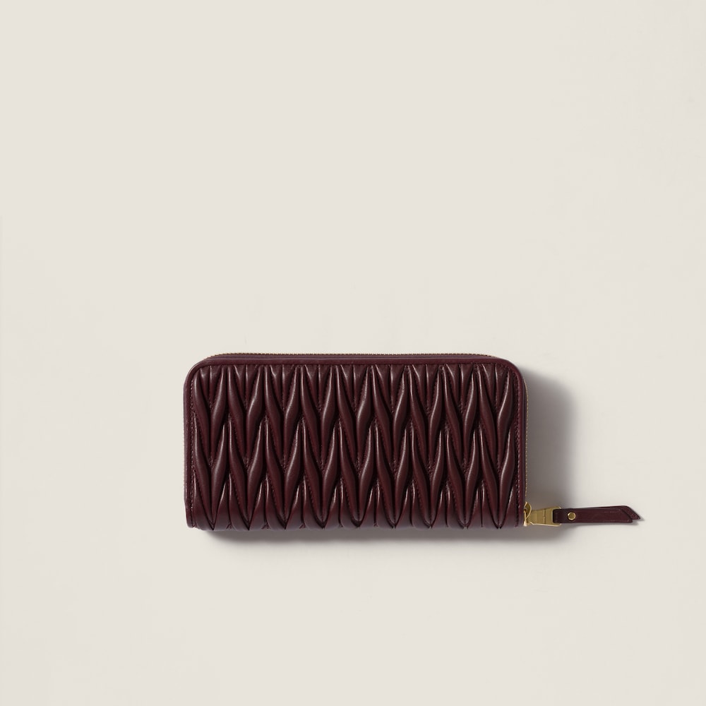 Miu Miu Large matelassé nappa leather wallet Burgundy