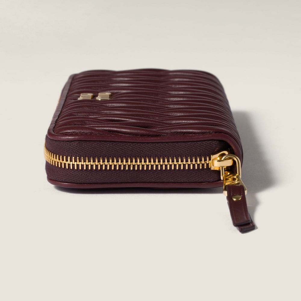 Miu Miu Large matelassé nappa leather wallet Burgundy
