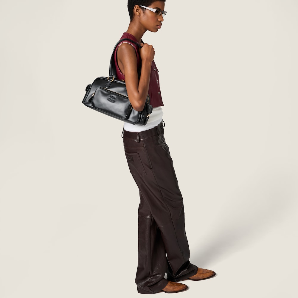 Miu Miu Pocket nappa leather top-handle bag Black