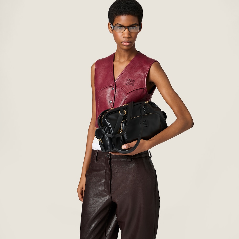 Miu Miu Pocket nappa leather top-handle bag Black