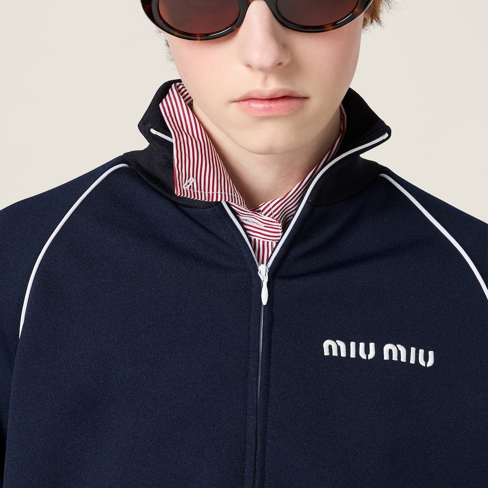 Miu Miu Technical jersey blouson jacket Navy