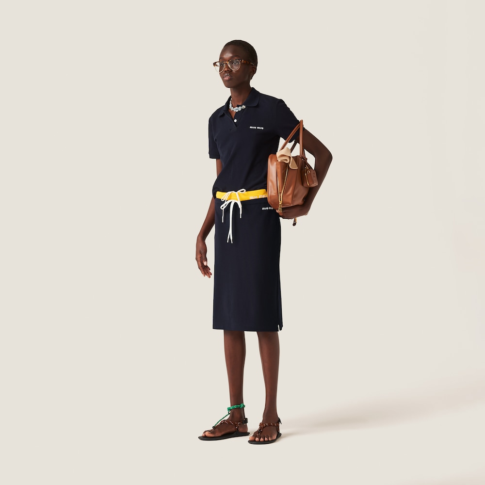 Miu Miu Cotton piqué skirt Navy